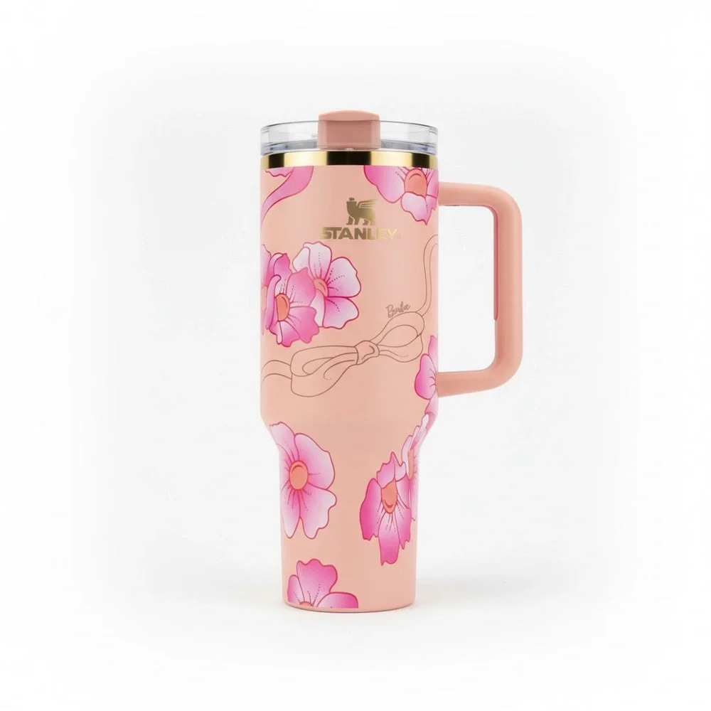 Barbie Just Peachy Quencher H2.0 40oz Tumbler Floral NEW Box - Picture 3 of 5